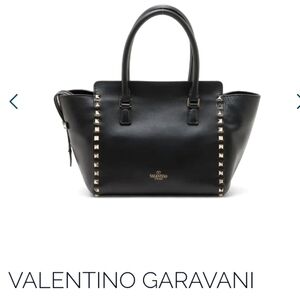 Valentino Garavani Rockstud Black Leather Tote Shoulder Bag Crossbody